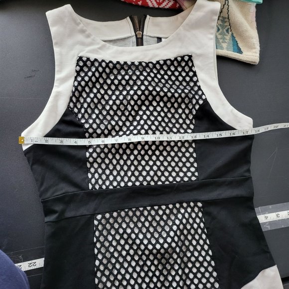 Kensie Womens Mesh Colorblock Black and White Sleeveless Dress Size Large Summer - Picture 9 of 10